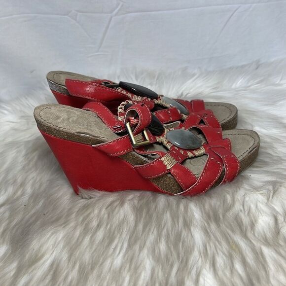 Anthropologie Apepazza Amera Red Leather Bling Sz 6 - Picture 5 of 7